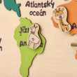 BusyKids dřevěná mapa světa s magnetickými figurkami zvířat