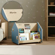 Oboustranná knihovnička na kolečkách – světle modrá