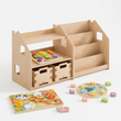 Knihovna + regál na hračky + Box na hračky ×2 + náplň dle výběru, Sada BusyKids · První vkládačky [fill:sorters]