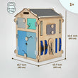 Přírodní dřevěný activity board domeček BusyKids a interaktivní kostka - sada