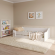 Montessori podlahová postel ERYK 160 × 80 cm s ochrannou zábranou – bílá