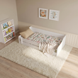 Montessori podlahová postel ERYK 160 × 80 cm s ochrannou zábranou – bílá
