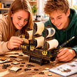 BusyKids Dřevěná 3D stavebnice Pirátská loď