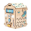 Dřevěný aktivity board domeček BusyKids - přírodní