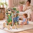 Dřevěný motorický domeček BusyKids – ZOO WORLD